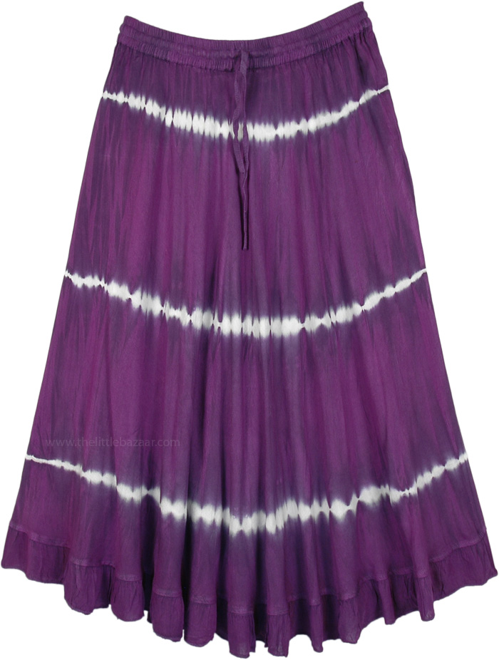 Mulberry Purple Wash Tie Dye Skirt in Rayon