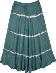 Hunter Green Acid Wash Tie Dye Skirt in Rayon