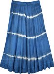 Royal Blue Tie Dye Skirt in Rayon with Acid Wash