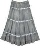 Electric Grey Acid Wash Tie Dye Skirt in Rayon
