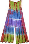 Multicolored Rayon Tie Dye Palazzo Pants with Smocked Waist