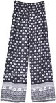 Black Palazzo Beach Pants Elephant Print Smocked Waist