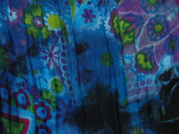 Blue Harem Crinkle Tie Dye Pants with Floral Print