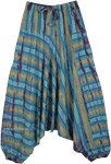 Blue Lagoon Cotton Striped Tie Dye Aladdin Pants