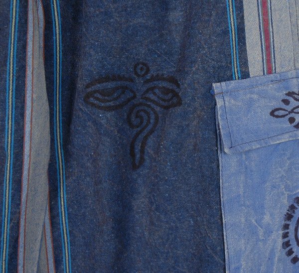 Stonewashed Blue Thick Cotton Unisex Hippie Trousers
