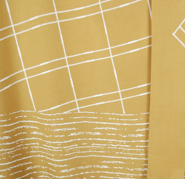 Harvest Gold Block Printed Rayon Long Wrap Skirt
