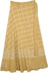 Harvest Gold Block Printed Rayon Long Wrap Skirt