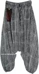 Black White Striped Harem Baggy Pants with Front Pocket