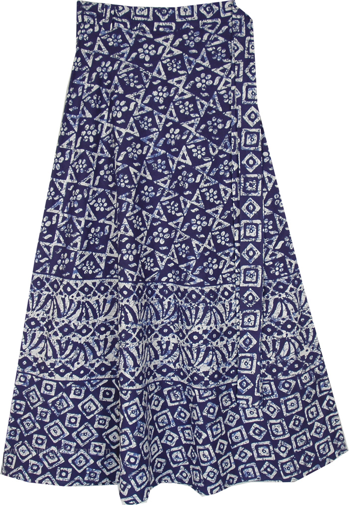 Starry Night Floral Bohemian Wrap Around Skirt