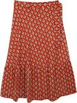 Plus Size Tomatina Red Printed Wrap Around Long Skirt