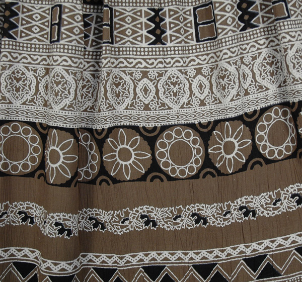 Muddy Brown Ethnic Printed Long Gypsy Skirt