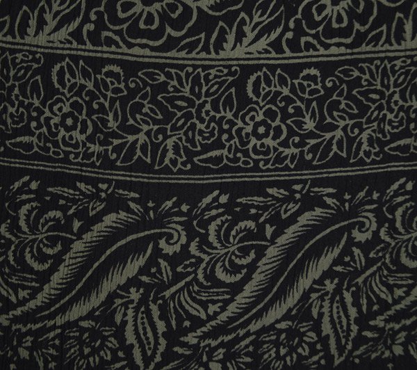 Black and Olive Printed Long Gypsy Skirt