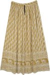 Golden Sand Floral Printed Crushed Rayon Casual Skirt