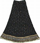 Black Crinkle Long Skirt