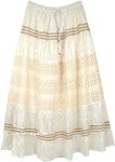 Off White Shimmer Skirt with Eyelet and Tinsel Accents