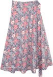 Graceful Floral Printed Cotton Wrap Around Mid Length Skirt