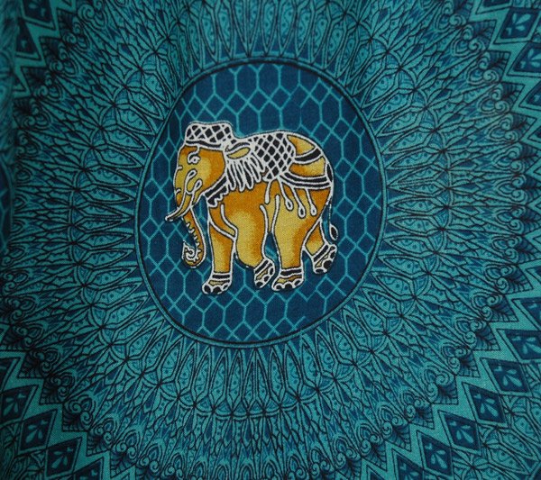 Teal Blue Elephant Mandala Print Harem Pants