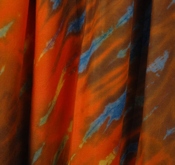 Tie Dye Orange Flame Elastic Waist Harem Pants