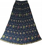Navy Blue Crinkle Long Skirt