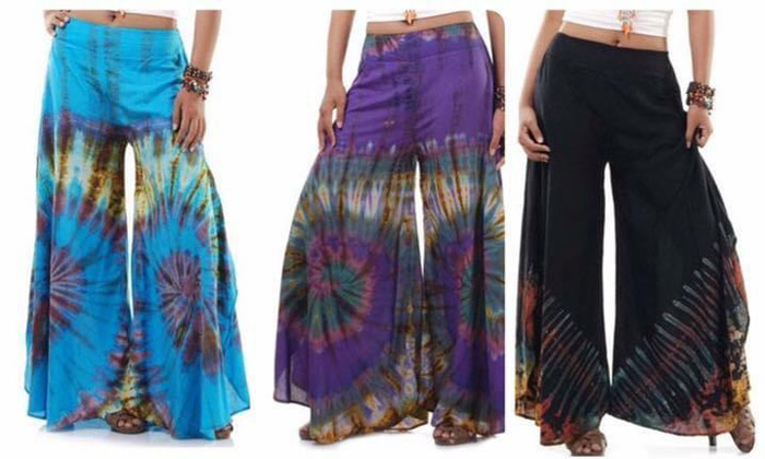 Purple Paradise Rayon Split Leg Boho Pants