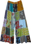 Cool Hippie Patchwork Wide Leg Rayon Trousers