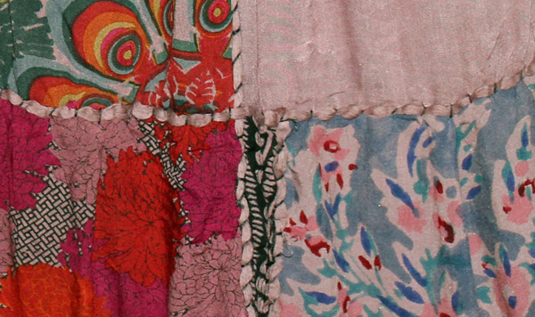 Rose Pink Hues Long Patchwork Boho Skirt in Rayon
