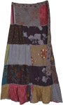Dusky Grey Patchwork Rayon Long Wrap Skirt