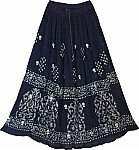 Navy Blue Ethnic Long Skirt