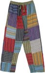 Unisex Cotton Multicolored Patchwork Lounge Tall Trousers