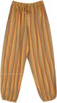 Dusky Orange Striped Cotton Pants with Pockets