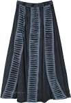 Black Gray Elastic Drawstring Waist Boho Long Skirt