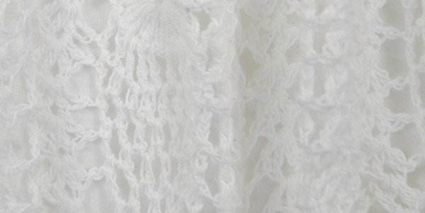 Natural White All Over Crochet Pattern Cotton Long Skirt