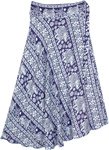 Ethnic Elephant Print Boho Mid Length Wrap Skirt in Navy