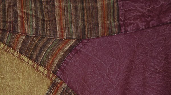 Amethyst and Olive Patchwork Wrap Skirt in Woven Cotton