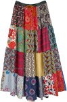 Happy Vibes Bohemian Cotton Skirt with Mixed Patchwork