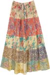 Summer Pastels Floral Print Cotton Ankle Length Skirt