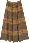 Potters Clay Ankle Length Tiered Skirt with Embroidery