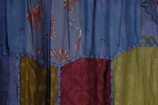 Moroccan Blue Mixed Patchwork Maxi Skirt