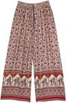 Ethnic Wide Leg Elephant Printed Rayon Lounge Pants