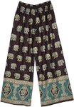 Wide Leg Lounge Pants with Golden Elephant Print