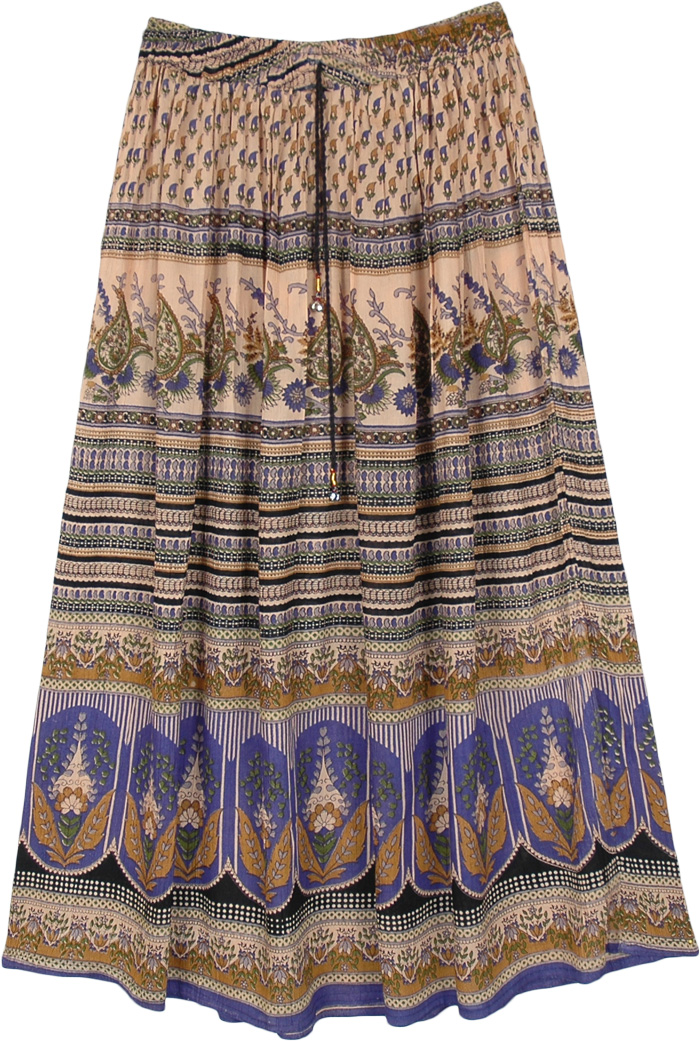 Traditional Flower Motif Maxi Rayon Skirt