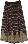 Ebony and Gold Painted Rayon Maxi Skirt