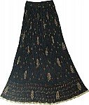 Navy Crinkle Summer Long Skirt