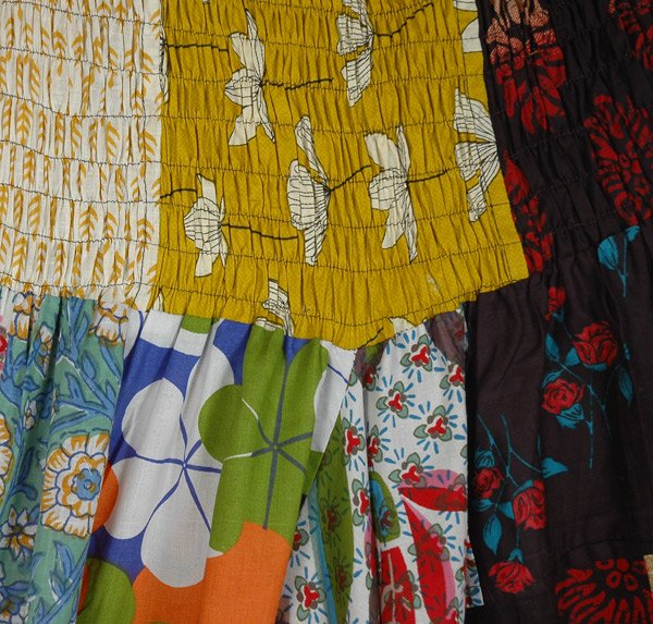 Hippie Dunes Mixed Patchwork Aladdin Pants with Smocked Waist