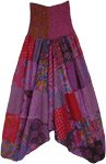 Purple Patchworks Aladdin Style Pants with Smocked Waist