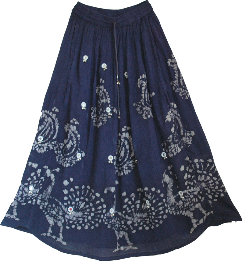 Navy Blue Ethnic Long Skirt