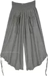 Mountain Grey Cotton Crop Side Ruched Pants