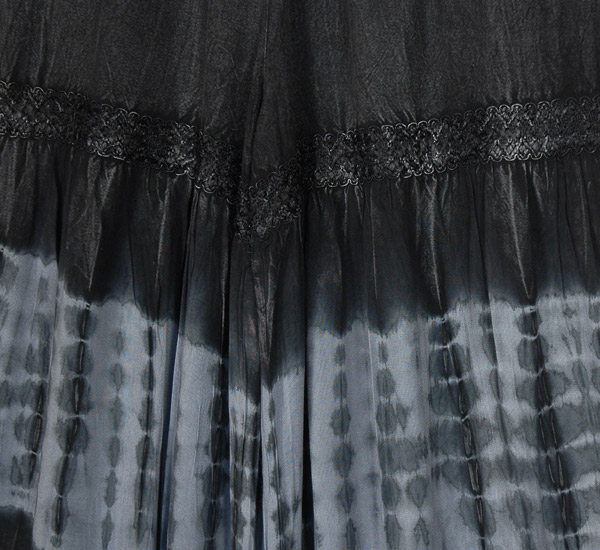 Grey Waves Tie Dyed Stonewashed Rayon Pants with Lace Details