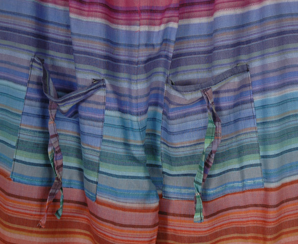 Multicolored Striped Cotton Hippie Pants with Front Pockets