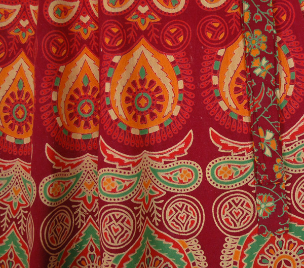 Royal Maroon Ethnic Block Printed Cotton Wrap Skirt